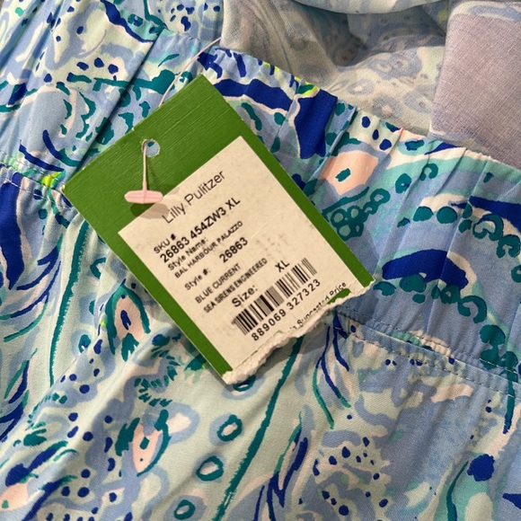 NWOT LILLY PULITZER Bal Harbour Palazzo Pull-on Pants Blue Current Sea Siren - Picture 9 of 11